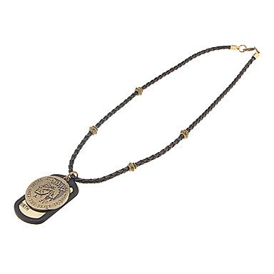 Punk (antigo tag cobre homem cabeça) trança pingente de colar de couro preto para os homens (1 pc) #