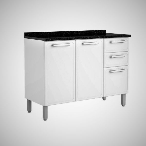 Balcao Aco Triplo 2G Tmp Mais Gourmet Branco Bertolini