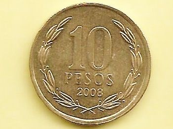 Moeda CHILE - 10 Pesos 2008