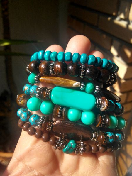 Conjunto de pulseiras turquesa
