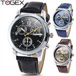 TOGEX) Fashion Round Case Quartz Analog Watch Wristwatch Tim