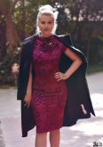 Vestido Casual Luxo Vinho Mulher Elegante