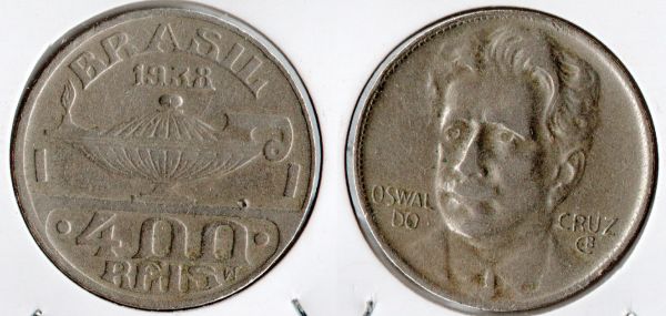 V151-1 - 400 Réis 1938 -Tiragem  BAIXA 2.680.500 - Oportunidade