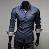 longa camisas de denim mangas de alta qualidade calça jeans bolso couro lavagem com água moda camisa