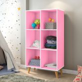 Estante Montessoriana 130 6 Nichos Rosa 1236 J A Moveis