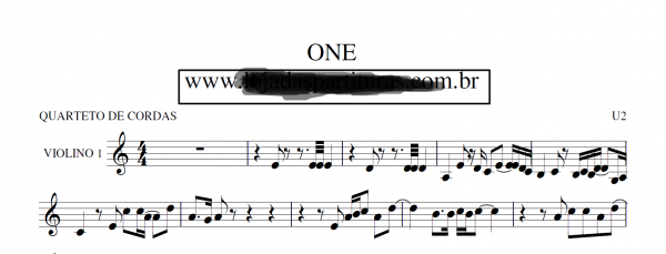 Partitura Quarteto de cordas ( String Quartet ) One U2
