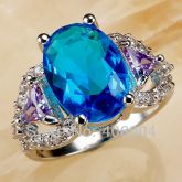 Joia Anel De Luxo Oval Prata Para Mulheres Finas E Elegantes