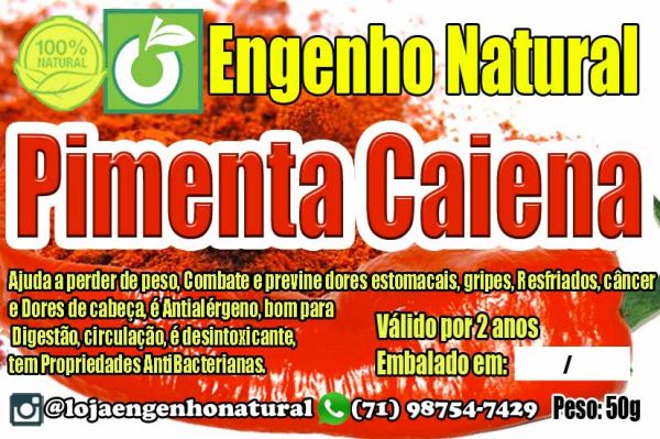 Pimenta Caiena 50 Gramas Engenho Natural
