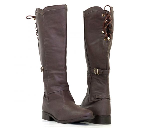 Bota Feminina Montaria Cano Alto Marrom
