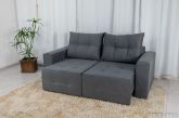Estofado Retratil Duda 180 2x90 Veludo Inca Cinza 25 Diviminas