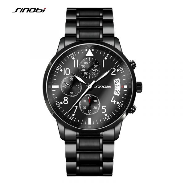 SINOBI Novo Piloto Mens Chronograph Relógio de Pulso À Prova D' Água Data Top Homens Mergulhador De