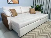 Sofa Cama Monaco 200 2X90cm mais Braco 10cm Linho Bege Orthobox