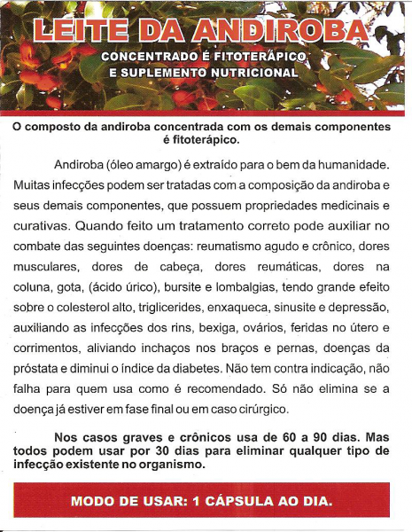 1 LEITE DA ANDIROBA - 30 Cápsulas