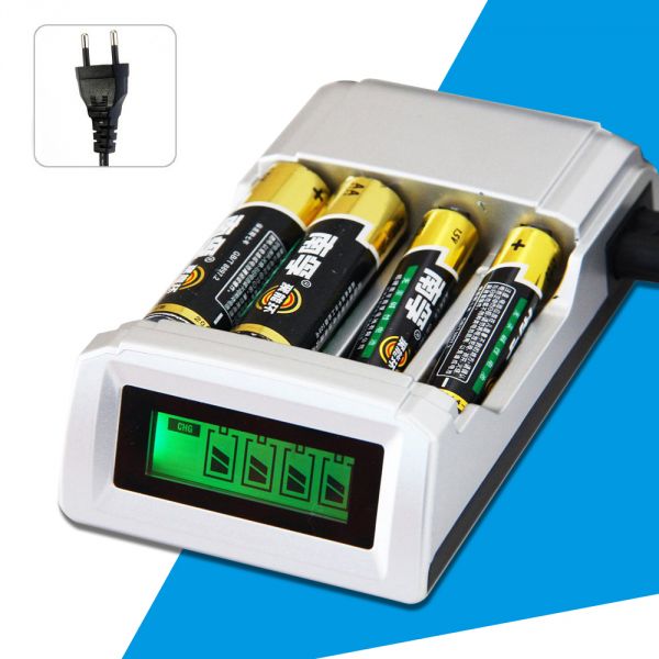 Carregador de pilhas com display inteligente