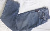 Calça M.Officer jeans escuro, etiqueta  frontal