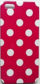 CASE ROSA COM BOLINHAS BRANCAS PARA IPHONE 5 E 5S
