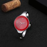Relógio Feminino Casual Vermelho E Prata Original