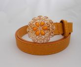 Cinto flor com pedras amarelas e strass- Ref 40