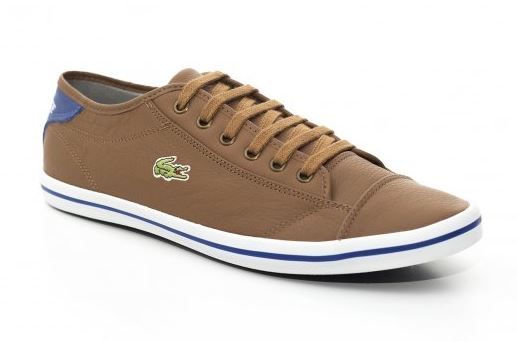 SAPATENIS LACOSTE COURO CARAMELO C/ AZUL - LS0-203