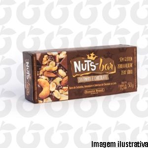 Barra de Cereal 2 Unidades NutsBar Castanhas e Chocolate Zero Açúcar, Zero Glúten