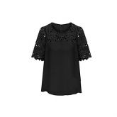 Moda Luxo: Blusa Chifon Renda, de Ótima Qualidade. Frete Grátis.