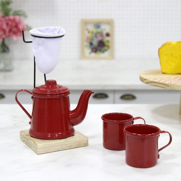 Coador e Bule com 2 Xícaras