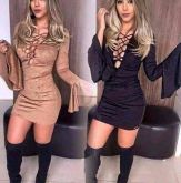 ♡ Vestido Manga Flare Com Detalhe No Busto