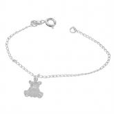 Pulseira infantil folheada a prata com pingente em forma de urso - P571P