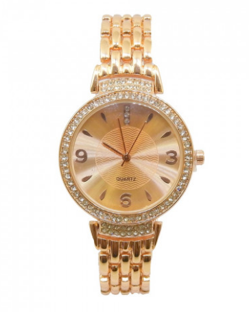 RELÓGIO DE METAL ROSE COM STRASS