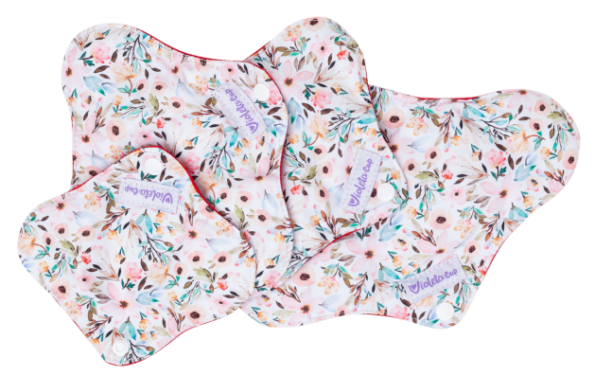Kit Absorventes Reutilizáveis Violeta Cup - Floral + bolsinha