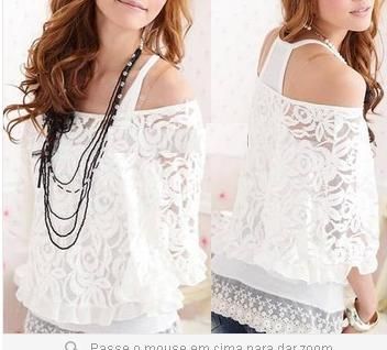 Blusa de Renda Com Camiseta