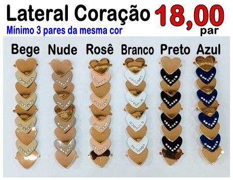 Lateral Coração (Promoção) Mínimo 3 pares
