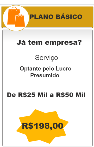 Plano Básico B - Serviço[Lucro Presumido]De 25 Mil a 50 Mil