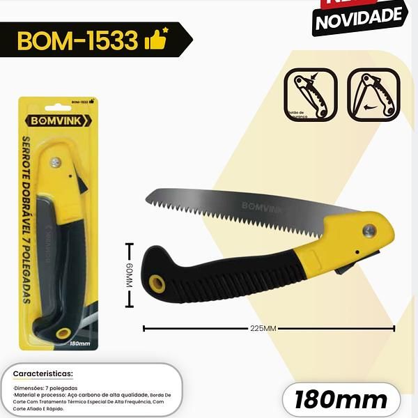 Serrote Dobrável Portátil 18cm C/ Cabo Ergonômico BOMVINK BOM-1533