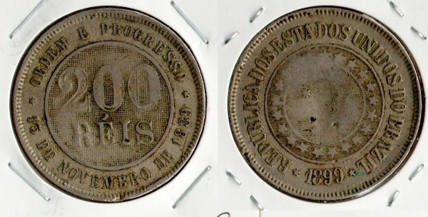 V052-3 - 200 Réis 1899 - Tiragem 2.723.500