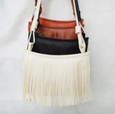Mulheres bolsas de ombro Pu saco de borla Vintage Retro mulheres