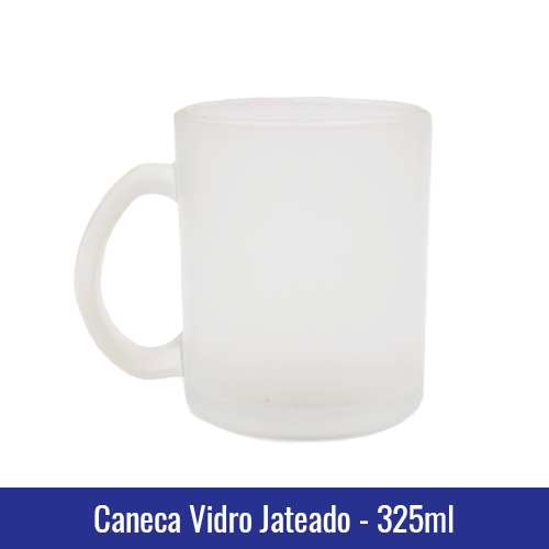 Caneca jateada de vidro 325ml. importada AAA