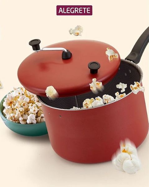 370422.Pipoqueira Enjoy Antiaderente 22cm 3,5L Vermelho Alegrete