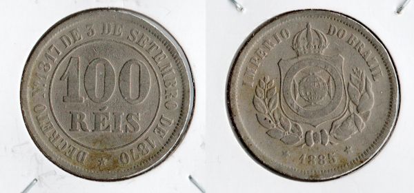 V015-1 - 100 Réis 1885 - IMPECÁVEL