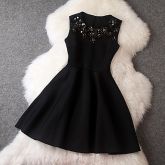 mini vestido sem mangas elásticas micro ocasional das mulheres #02891143