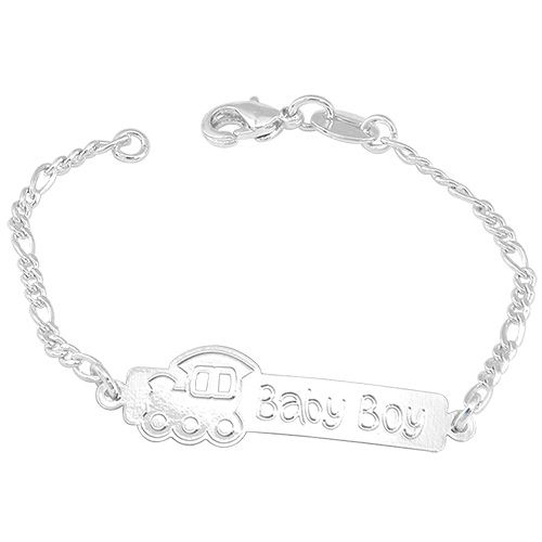 Pulseira infantil Baby Boy folheada a prata para bebês meninos - P523P