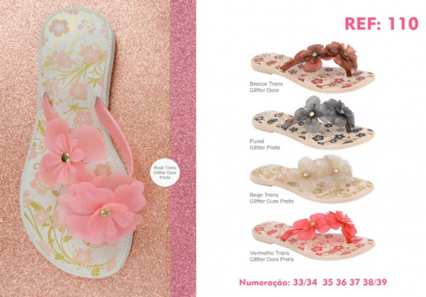chinelo  feminino de borracha alça pvc    adulto  (atacado)