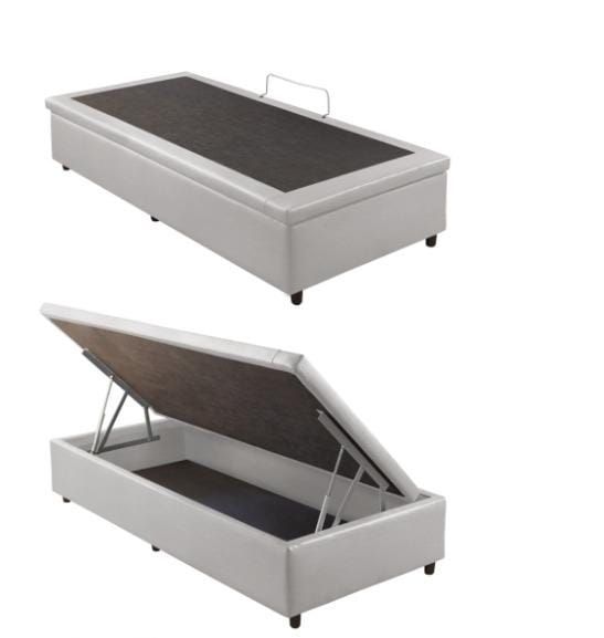 Base Bau Solteirao 108x188x40 Corino Branco SR Movelaria
