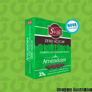 Drágea de Chocolate com Amendoim Zero Açúcar 25 Gramas Svili CX com 12
