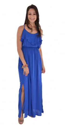 Vestido Longo com Babado