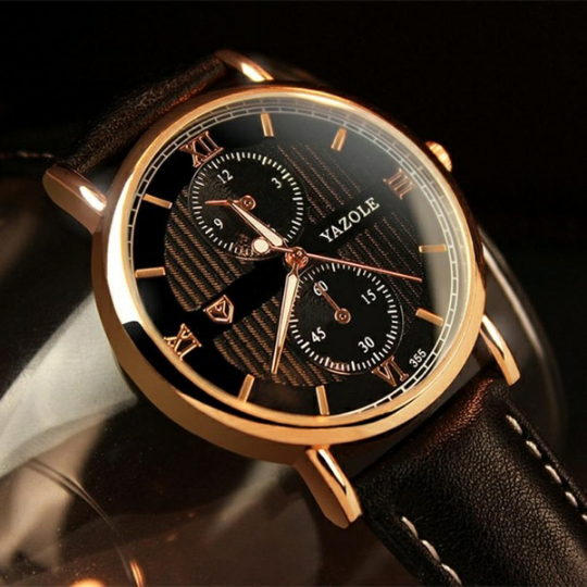 Charming New Luxury Fashion Leather Mens Glass Quartz Analog