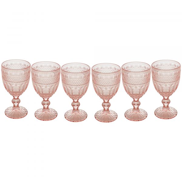 Conjunto 6 taças de vidro brand rosa Wolff