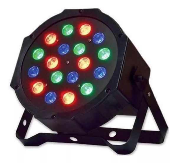 Led Par 64 Canhão Rgb Slim 18 Leds 1w Dmx Digital Strobo