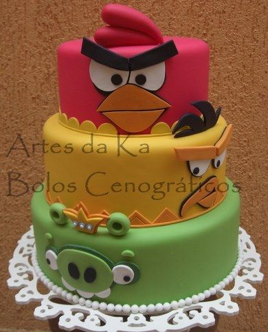 Bolo cenográfico Angry Birds