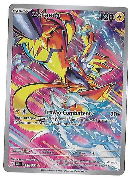Pokemon Zeraora Holofoil Ilustração Rara Full Art Escarlate e Violeta Coroa Estelar